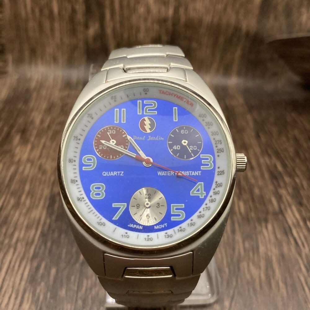 Vintage Paul Jardin Stainless Men’s Watch With Blue Dial New Working